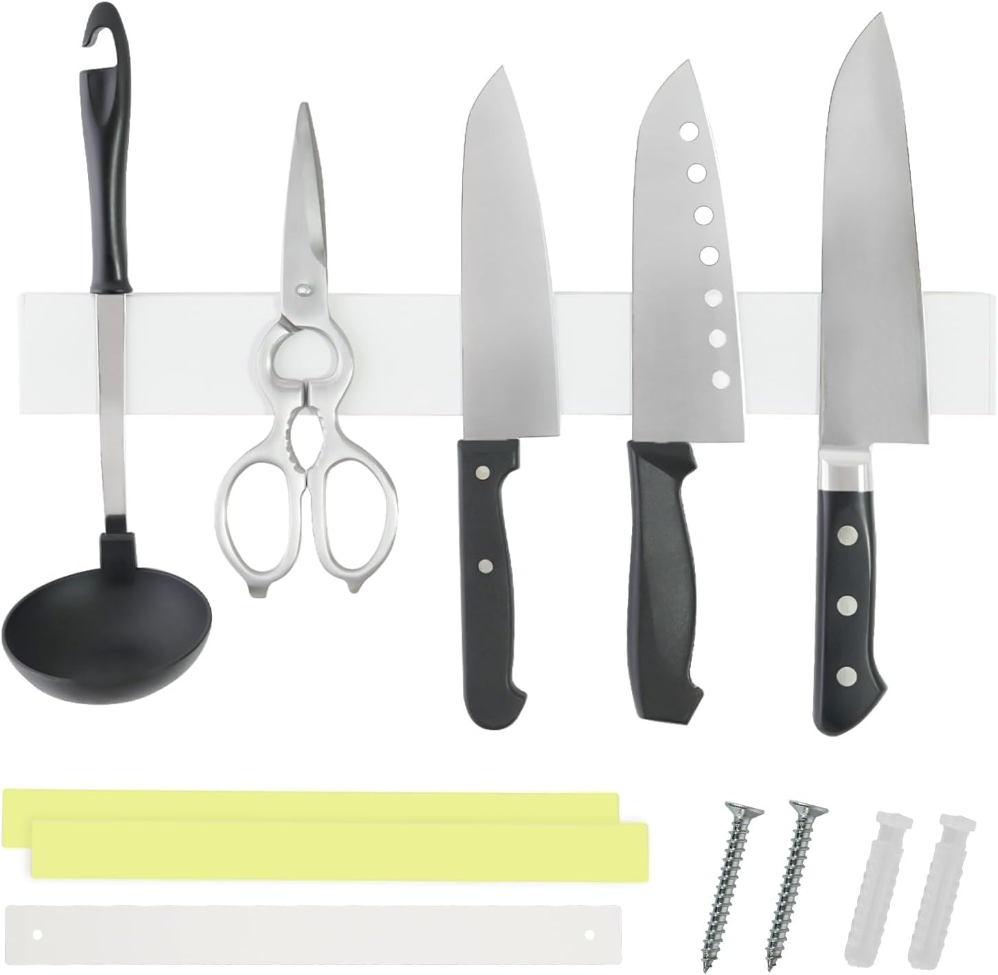 Créer Knife Stand, Magnet, 3 Colors, 2 Installation Methods, Kitchen, Storage, Knife Stand, Includes Web Manual (White)
