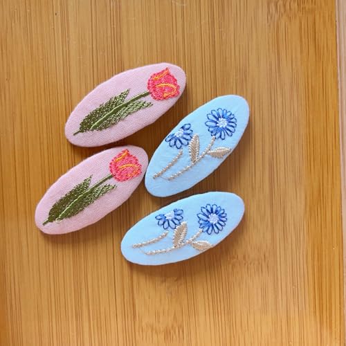 Set de 2 pinzas vintage bordadas para cabello miniatura 6