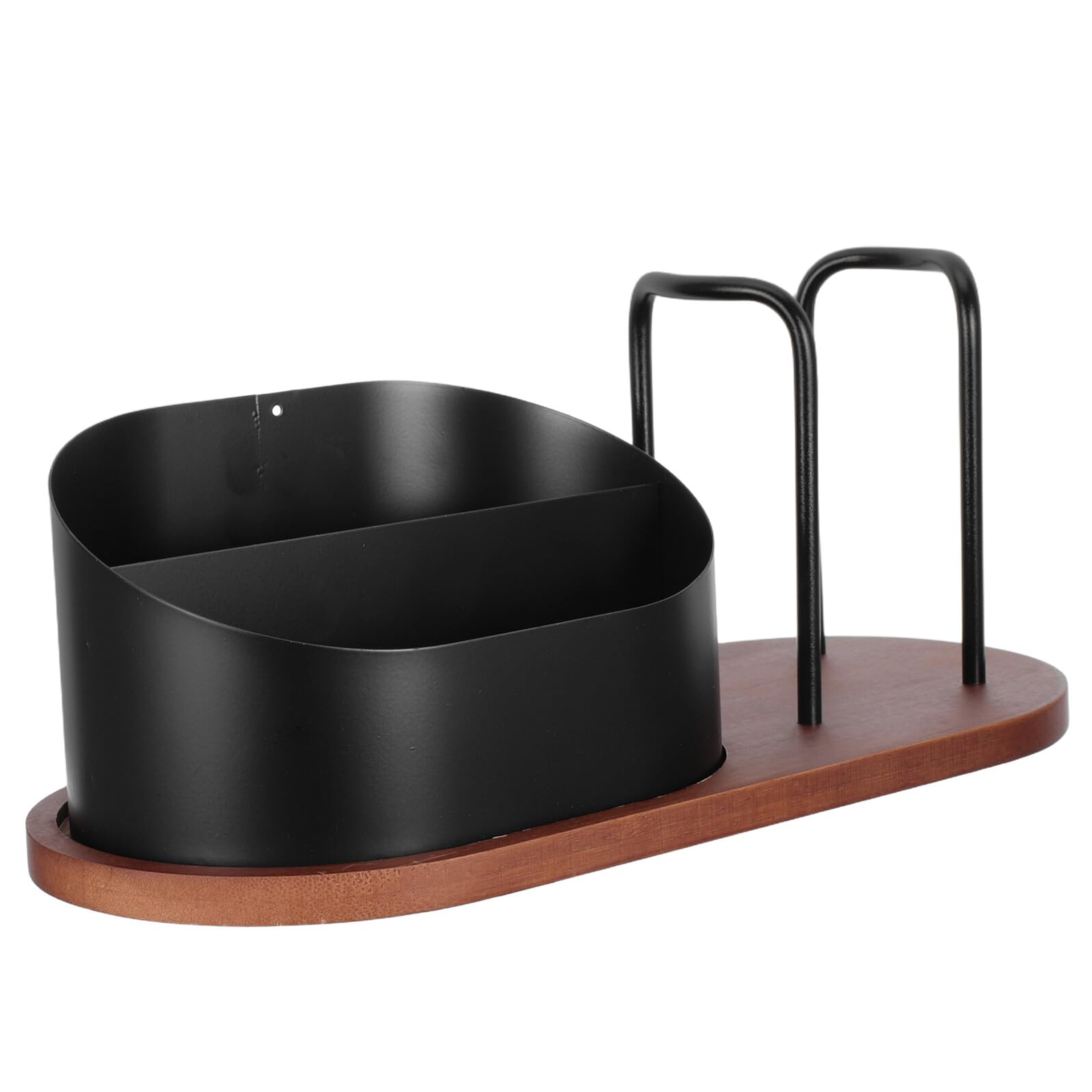 Accessoires de cuisine rustiques : organisateur de comptoir café bois foncé grand format