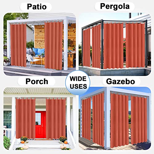Outdoorlines Waterproof Outdoor Curtains For Patio - Windproof Tab Top Gazebo Curtain Panels - Privacy Sun Blocking Outside Curtain Set For Porch, Pergola And Cabana 54 X 120 Inch, Terra Red, 2 Panels #TOP6