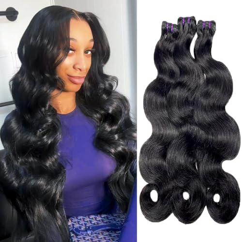 Wigtune 16A Raw Body Wave Human Hair Bundles 20 22 24 Inch Brazilian Virgin 100% Unprocessed 3 Bundles Human Hair Hight Quality Hair for Black Women Natural Color