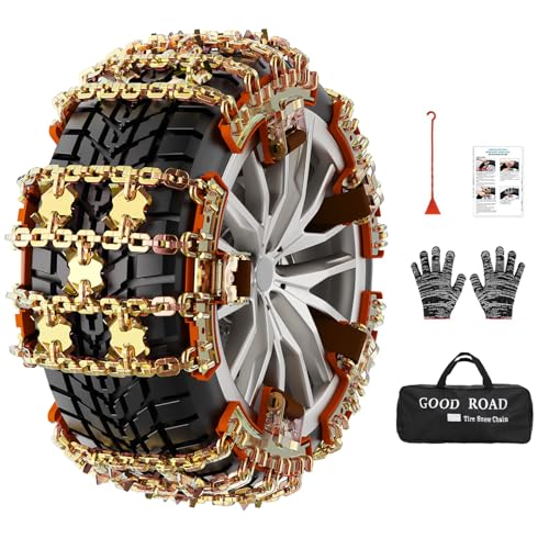 Chaînes à Neige Universelles, 6 Pièces pour Pneus 165 à 265 mm Avec Griffe Tigre Acier195 Extrême Jusqu’à -70 °C Antidérapantes Faciles à Monter pour Voitures et SUV Hiver Neige Glace Boue
