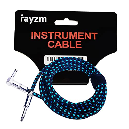 Rayzm Gitaarkabel, 3 meter, geruisloze gitaar-/baskabel, 1/4 inch gevlochten, haakse mannelijke instrumentenkabel met geweven tweedmantel - Image 8