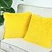 CaliTime Pack of 2 Super Soft Throw Pillow Covers Cases for Couch Sofa Bed Solid Plush Faux Fur 18 X 18 Inches Maize Yellow