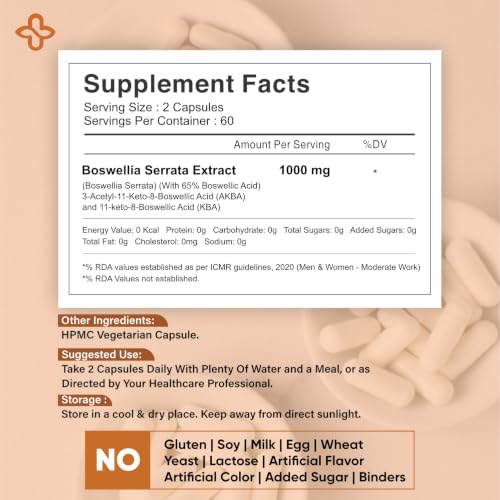 Image of Boswellia Serrata 1000mg AKBA Standardised, 120 Veg Caps
