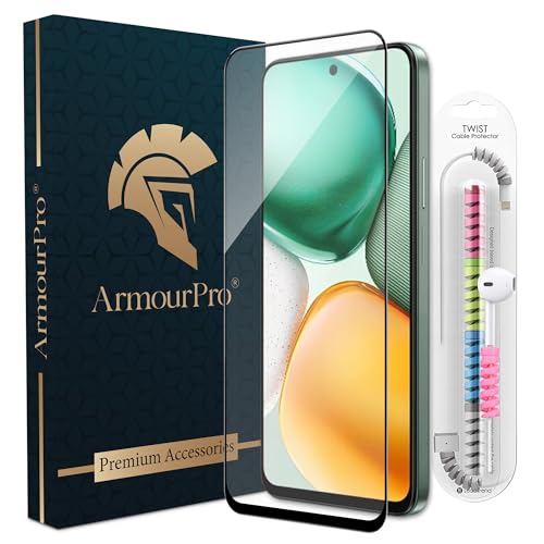 Image of ArmourPro Military-Grade Tempered Glass for Honor X7C - 9H Anti Scratch, Edge-to-Edge Coverage, HD Clarity, Smooth Touch, Case Friendly, Easy Installation Kit with Cable Protector