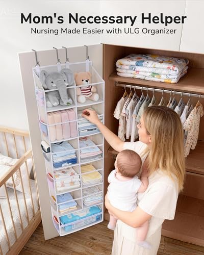 Image of ULG Over the Door Organizer, 6-Tier Hanging Storage with Clear Windows, 19 Pockets for Closet,Bathroom & Nursery Door Organizer