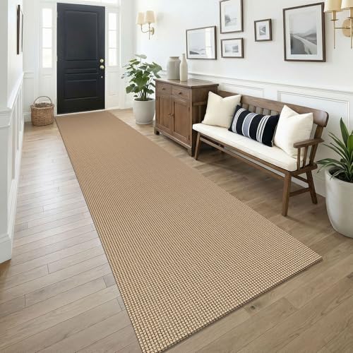 KOZYFLY Boho 3x14 Runners Rugs for Hallway, Long Washable Runner Rug, Woven Non Slip Kitchen Runner, Farmhouse Entryway Rug, Floor Carpet for Entry, Aisle, Hall, Orange Beige/Tan/Brown
