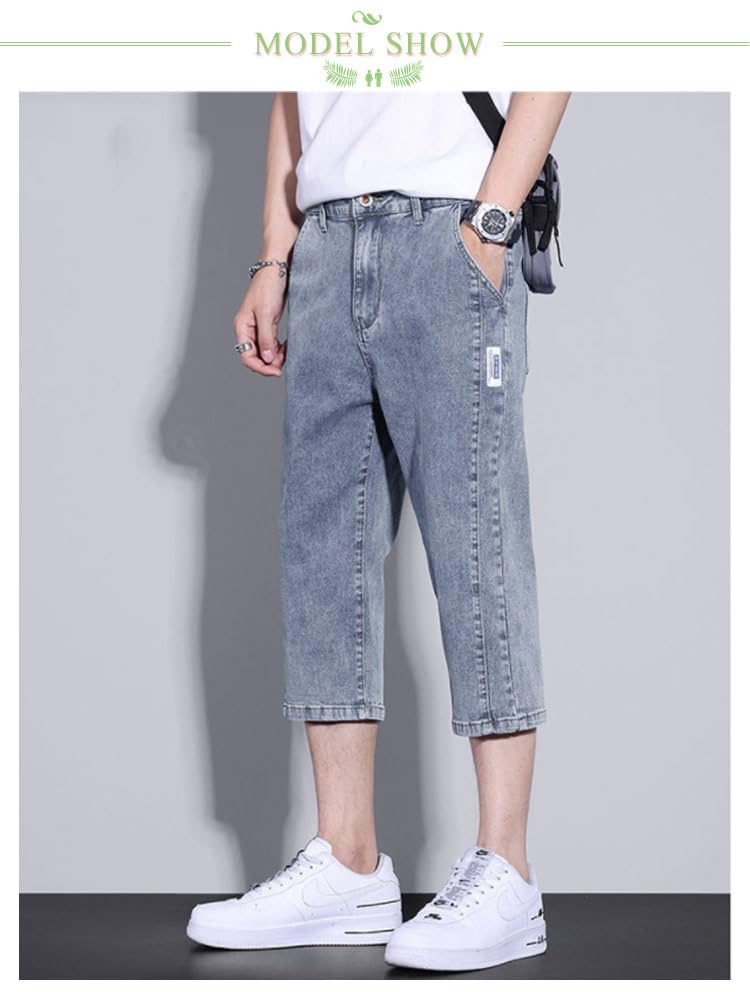 Amazon.co.jp: 七分丈 4色 デニムパンツ デニムショートパンツ 薄手