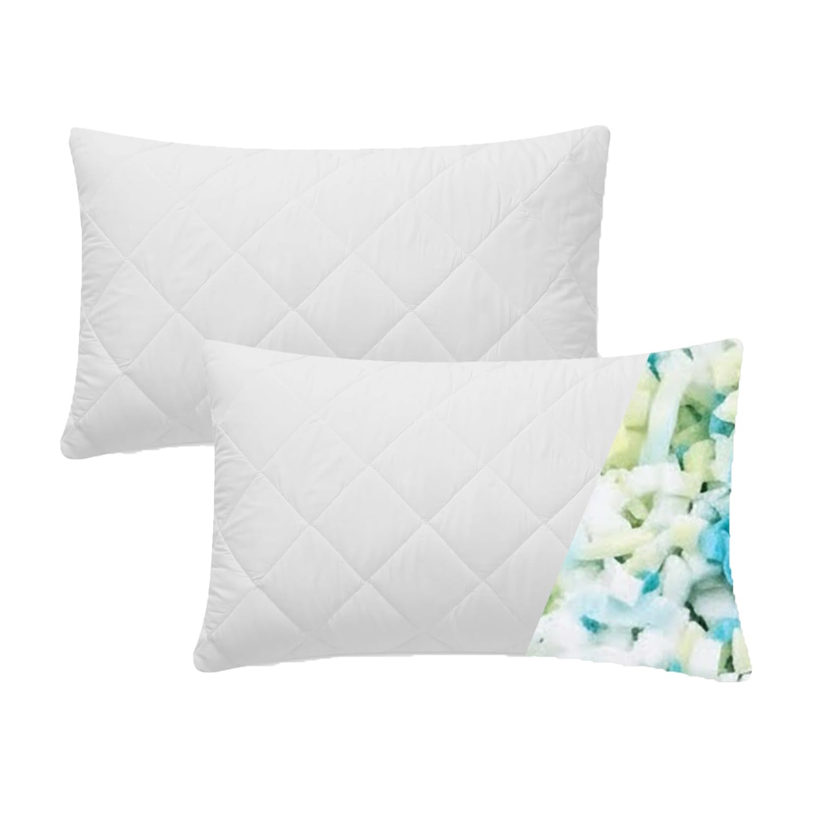 Tt Threadtrade Pack Of 2 Ultra-Comfort Shredded Foam Pillows, Soft & Firm Support, Breathable, Adjustable Loft Sleeping Pillows, Comfort For Back, Side & Stomach Sleepers (Pack Of 2)