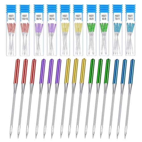 Mennyback - 30 Pcs Sewing Machine Needles – Universal Regular Point, 5 Sizes Color-Coded, Compatible with Singer, Brother & Most Machines, Essential for Fabrics & Home Sewing Projects, Beginners and Pros Alike