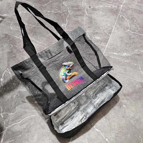 SMALL COLOR Custom Mesh Beach Bags With Name Logo Photo For Women Man Personalized Cooler Tote Beach Bag4