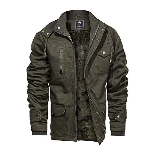 VJGOAL Chaqueta de Herramientas para Hombre Invierno Espesar Abrigo de algodón Casual Vintage Plus Terciopelo Chaqueta de Moto de Manga Larga Chaqueta Militar