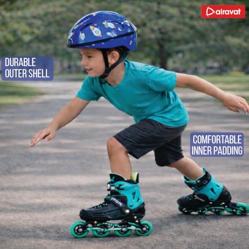 Image of Airavat Mini Rider Kids Cycling & Skating Helmet, Aerodynamic Shape, Size Adjustable with Quick Release Buckle (Blue, Small (49-53 cm))