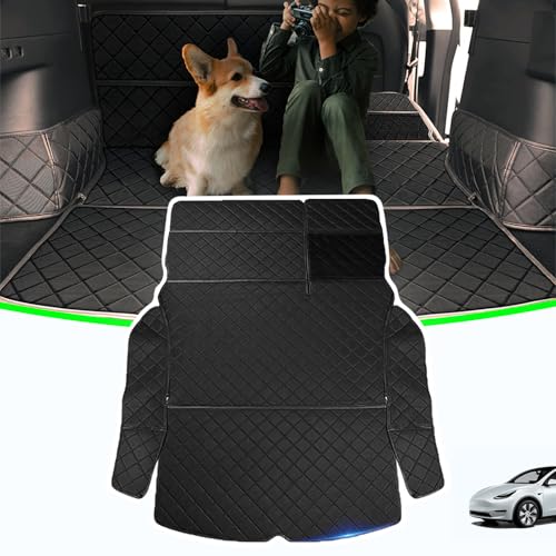 ThinsGo Tapis de coffre antidérapant et imperméable avec filet de rangement pour Tesla Model Y 2020-2025
