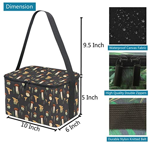Zzxxb Mushroom Floral Insulated Lunch Bag Cooler Reusable Lunch Box School Office Travel Picnic Tote Bag For Women Men Kids #TOP3