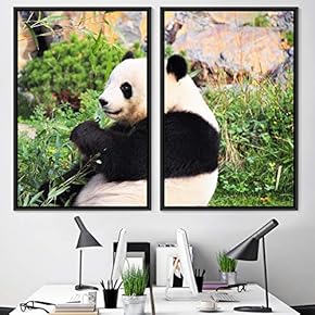 signwin 2 Piece Framed Canvas Wall Art Panda...