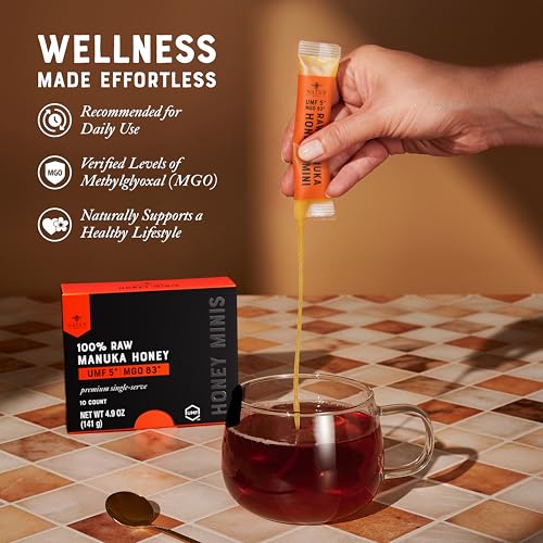 Image of Nate's Manuka Honey Minis - 10 count | Single-serve, Pure Manuka Honey - MGO 83+ - UMF 5+ Certified - 10 Single-Serve Packets for On-the-Go Daily Wellness