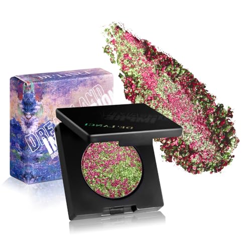 DE'LANCI Multichrome Holographic Eyeshadow Single, Iridescent Dreamland Impression Shimmer Glitter Eyeshadow, Vibrant Chrome Glitter Eye Shadow, Easy to Wear Gorgeous Chameleon Eye Shadow, 09