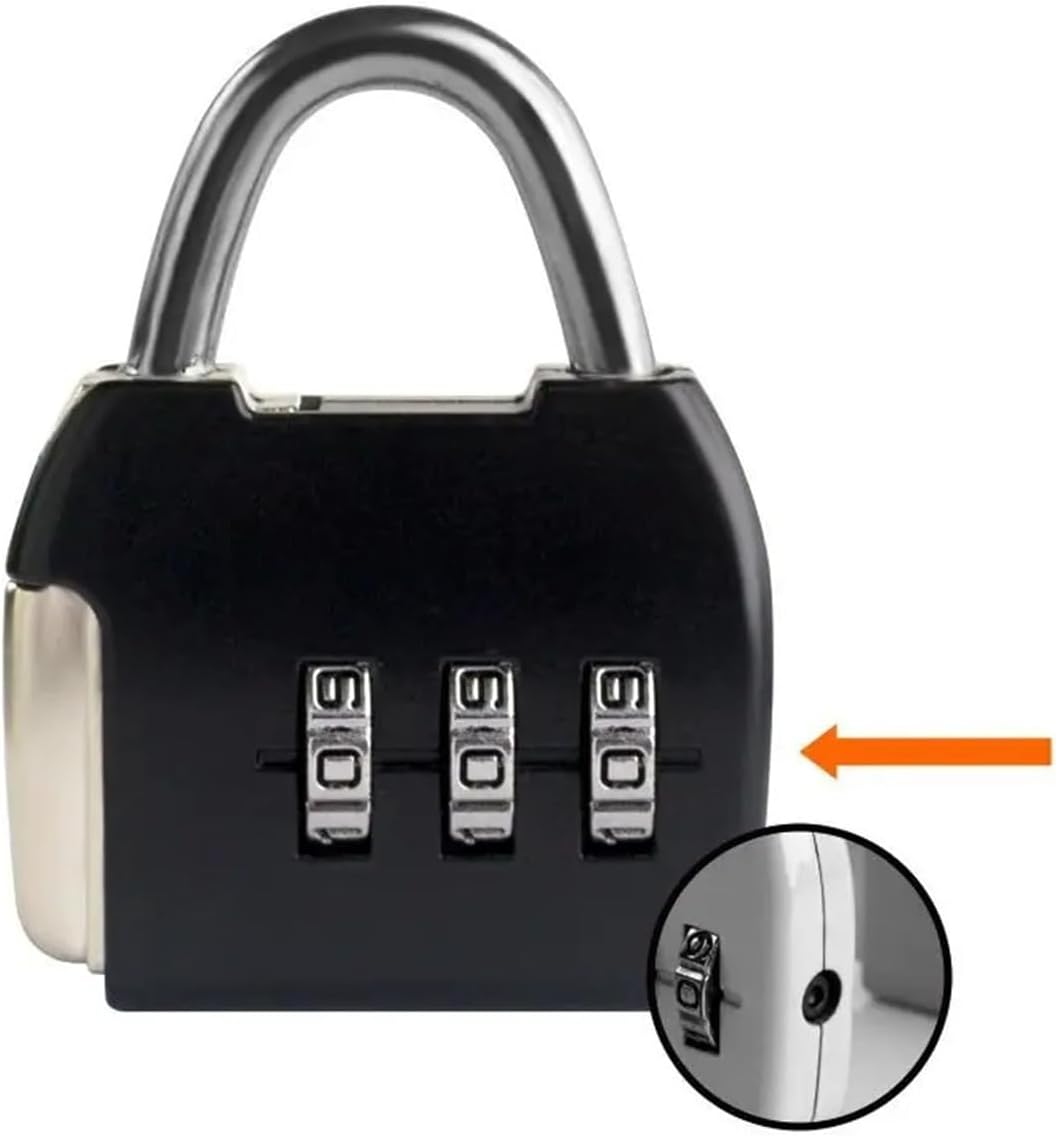 3 Digit Password Lock Mini Theft Travel Luggage Backpack Zipper Padlock Portable Dormitory Cabinet Zinc Alloy Padlock 1Pcs(Gold)