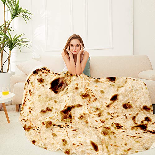 LetsFunny Burrito Tortilla Wrap Blanket, Burrito Wrap Novelty Blanket Tortilla Blankets for Adults/Kids, Giant Round Beach Towel/Throw Blanket/Picnic Blanket - Thumbnail 7