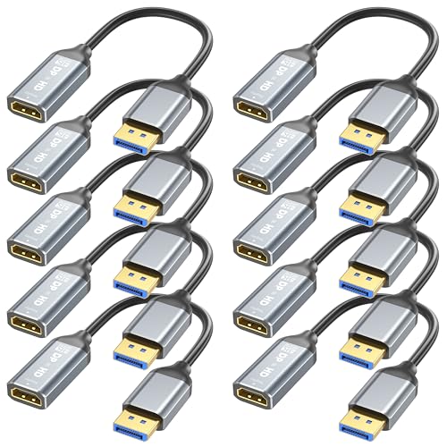 Image of DisplayPort to HDMI Adapter 10 Packs (Male to Female), 4K@60Hz, Uni-Directional DP (Source) to HDMI (Display) Adapter for Monitor Laptop Projector HDTV, Compatible with AMD NVIDIA Dell HP