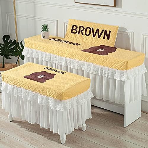 Cartoon Polyester Lace Design Piano Covers With/Without Music Stand Printed Dust Cover Single Seat Double Piano Stool Cover (138X48 music stand,Style 3)