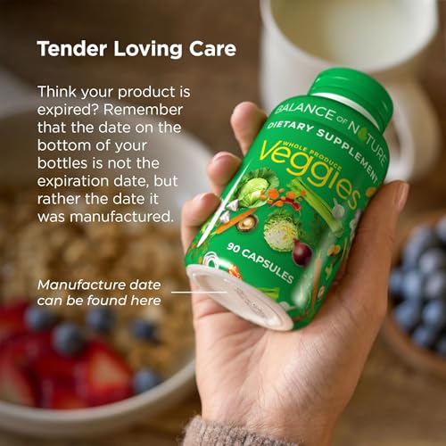 Balance of Nature Fruits & Veggies Supplements - Whole Fruit and Vegetable Ingredients for Women, Men, and Kids - 90 Fruits Capsules, 90 Veggies Capsules - 1 Set - Image 8