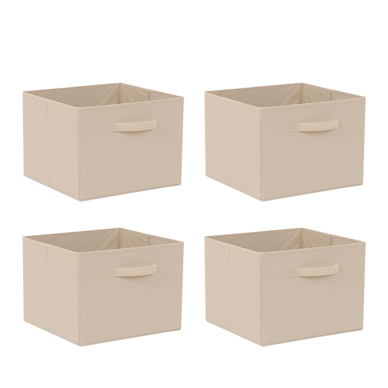Pack of 2/4/6 Non-Woven Fabric Unit Storage Cubes Boxes Foldable Collapsible Storage Organizer Basket Bins with Handle for Wardrobe Clothes Toys Bedroom Living Room (Beige 38*30cm, Pack of 4) — image 1