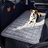GIIPET ペット車載シートマット 車&自宅兼用・犬用車シート 62×137cm 厚手3-4cm 高密度フランネル 犬猫用 車内・ソファ両用 ペットマット 洗濯機OK 滑り止め 防水 四季対応 長距離ドライブに最適 (グレーのマット, L)