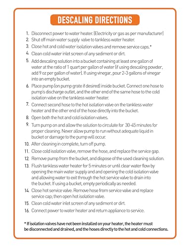 Allied Science ASAS-1619 Tankless Water Heater Flush Kit With 1.2 Lbs Of Descaler Powder Solution And 1/6Hp Extra Strength Pump thumb #3