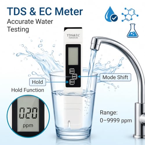 Image of 3-in-1 TDS Meter with EC & Temperature Testing | Digital Water Quality Tester for Drinking Water, Aquarium, Pool & RO Systems