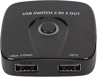 Sxhlseller USB Switcher for 2 Computers, 2 in 2 Out USB KVM Switch Selector for Windows for Android for OS X, USB Peripheral Switcher Compatible with Keyboard Mouse Printer Scanner U Disk