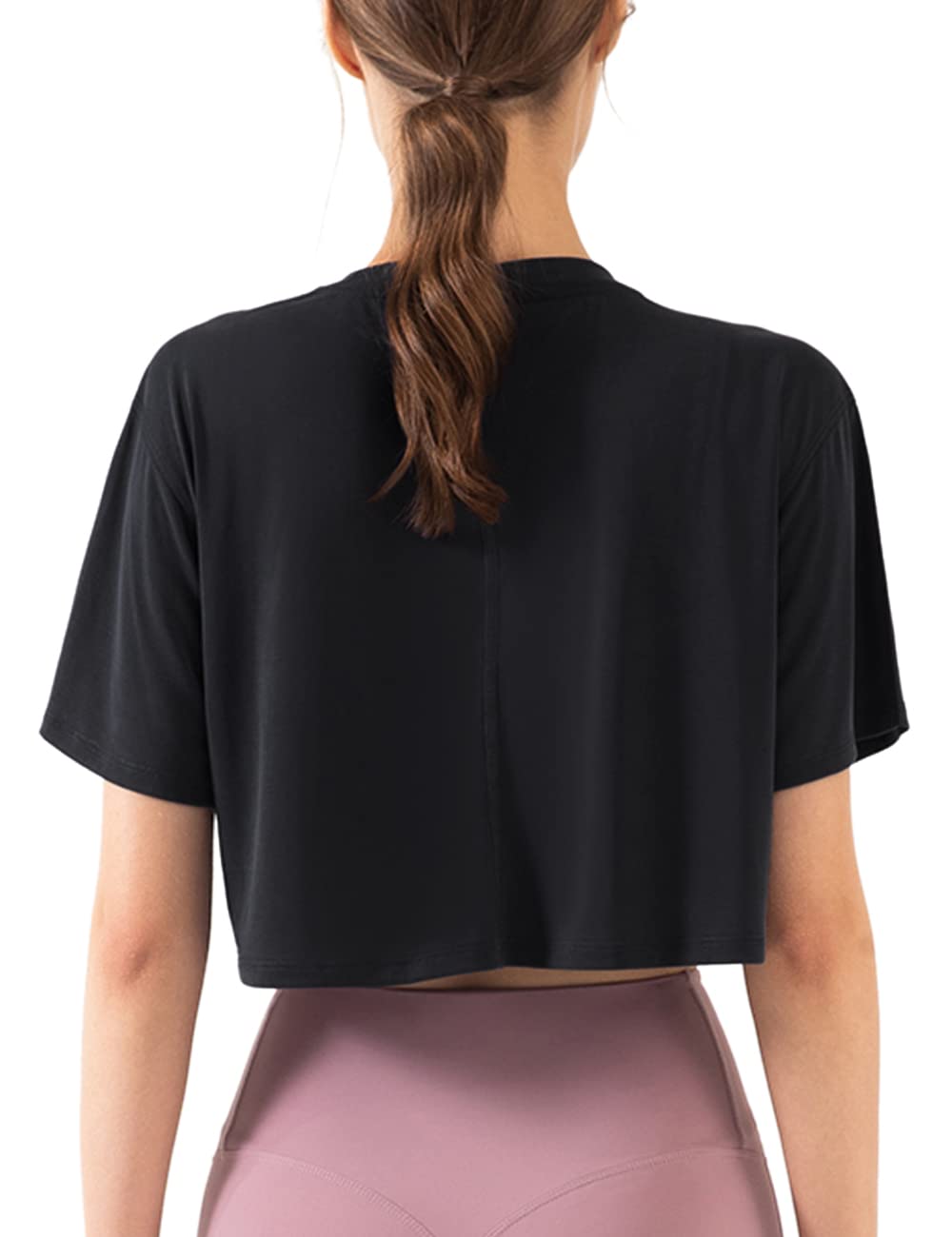 Hanyomo Donna Fitness Allenamento Top Corto Manica Corta Yoga Magliette Atletico Running Magliette Sportive