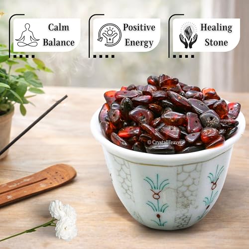 Image of Certified Amber Crystal Raw Chips - Pre Drilled Crystal Stones for Pooja Supplies Vastu Crystal Grids, Meditation, and Healing Practices - Chakra Balancing and Protection Stone