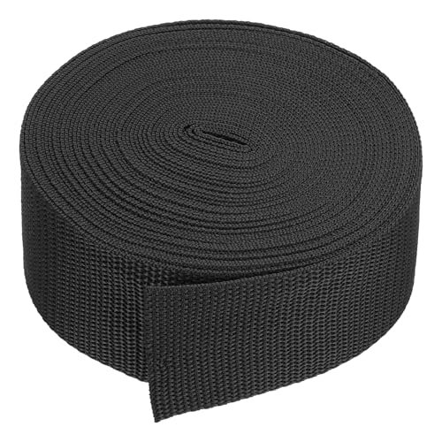 Image of PATIKIL 9 Meters Webbing, 50mm Polypropylene Webbing Strap Heavy Webbing Roll Chair Straps for Indoor Outdoor Climbing DIY Crafting, Black