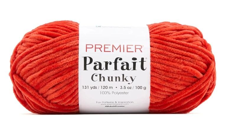Image of Premier Yarns Parfait Chunky Chenille 3.5 Oz Super Bulky Weight 3 Pack Bundle with Bella's Stitch Place Holders (Pumpkin)