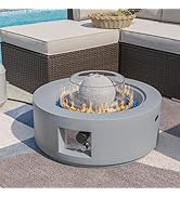 SUNBURY Outdoor Propane Fire Pit, Round Gas Fire Pit, 50,000 BTU 29 Inch Patio Fountain Fire Tabl...