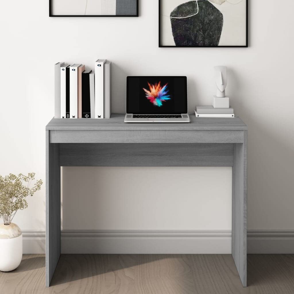 Sonoma szare biurko 90 x 40 x 72 cm z materiału drewnopochodnego do komputera, laptopa, miejsca pracy w domowym biurze, z miejscem do przechowywania do biura i gabinetu