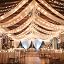 Champagne Ceiling Drapes + Lights String