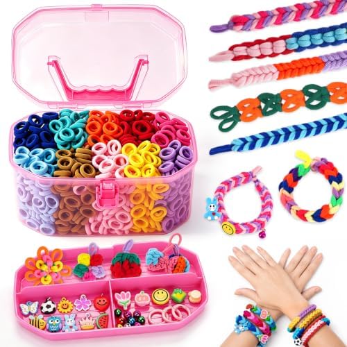 FunzBo Loom Bänder Set für Kinder 1000pcs 2026 Soft Loom Bänder Haargummis | Mädchen Armbänder selber machen mit Zubehör,Bastelset für Drinnen,Gegen Langeweile, Geschenk für Mädche