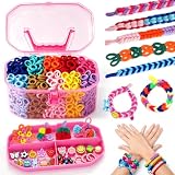 FunzBo Loom Bänder Set für Kinder 1000pcs 2026 Upgraded Soft Loom Bänder Haargummis Mädchen Armbänder selber machen mit Zubehör,Bastelset für Drinnen,Gegen Langeweile, Geschenk für Mädchen ab 6 Jahren