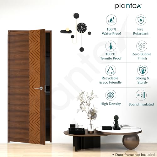 Image of Plantex WPC Doors for Bathroom (30 mm - Thickness) /Waterproof Bathroom Door /2.25x6.75 Feet Wooden Finished Door for Home /Balcony /Office /Kitchen, Density-550 (27x81 inch,22 kg- Ember Pattern)