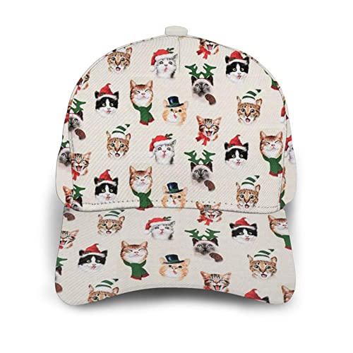 Yzico Baseball Caps Christmas Cat Print Dad Cap Flat Circular Top For Women Girls Classic Fashion Holiday Adjustable Hats One Size #TOP2