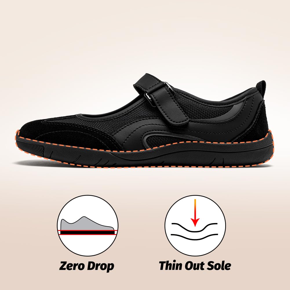 HOBIBEAR Zapatos planos Mary Jane para mujer, zapatos planos con puntera ancha, cómodos para caminar