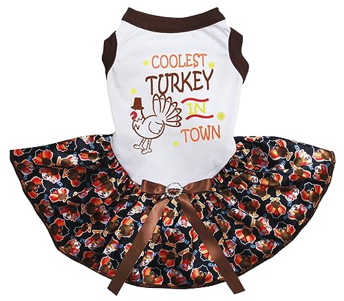 Robe pour chiot - Déguisement blanc motif bébé dindes automne XL