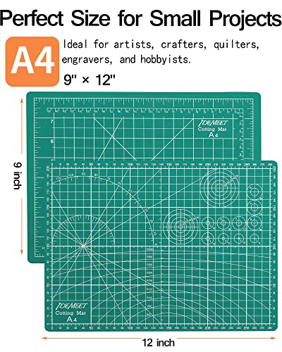 Thickened 9"X12" Self Healing Cutting Mat, Idemeet Rotary Cutting Sewing Mat For Craft, 5-Ply Blade Table Protecter Cut Board For Handcraft Project, A4, Green #TOP1