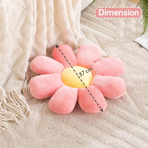 Image of HOKIPO Flower Shaped Plush Throw Pillow Cushion for Sofa, Couch, Chair, Bed, Bedroom, Nursery, Props or Home Decor - 37 cm, Baby Pink (AR-5921-PNK)