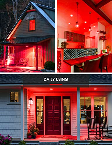 Image of L LOHAS LED PAR38 Red Flood Light Bulbs, Christmas Bright Red LED Flood Light Outdoor 120W Equivalent, 18 Watt Colored Porch Light Bulb, E26 Base for Home Holiday Lighting Party Decoration, 2 Pack