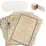 108 Sheets Junk Journal Supplies, Decoupage Paper Pages (4.7in x 6.7in) + 1 Scrapbook Vintage Tape, Magazine Newspaper Writing Paper Suitable for Room Decor Aesthetic Vintage Cottagecore